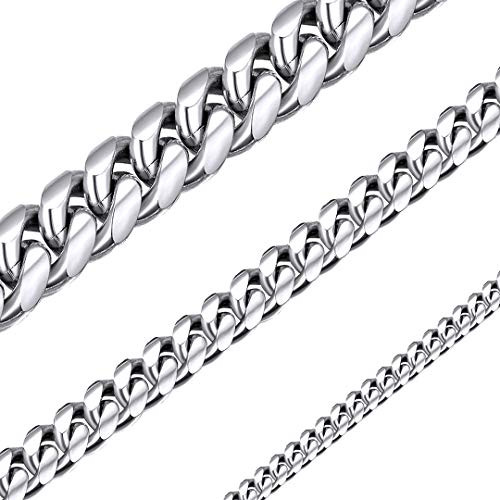 Men Boys Chunky Necklace Fashion Jewelry Stainless Steel Thick Hip Hop Punk 10MM Wide Curb Cuban Chain Necklace  18 inches