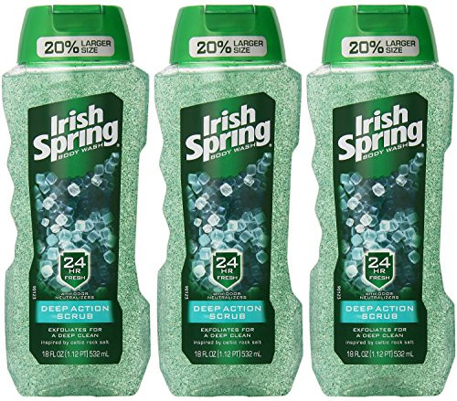 Irish Spring Body Wash Deep Action Scrub 18 Fluid Ounce Pack of 3 Irish Spring Body Wash Deep Action Scrub 18 Fluid Ounce Pack of 3