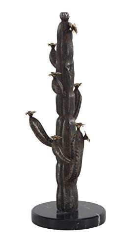 Deco 79 Eclectic Metal and Marble Cactus Sculpture 6W x 17H Brown Black
