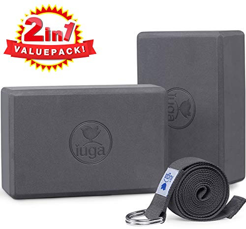 IUGA Yoga Block 2 Pack with Yoga Strap High Density Yoga Blocks 9x6x3to Improve Strength Flexibility and Balance Light Weight and NonSlip Surface for Yoga Pilates and Meditation IUGA Yoga Block 2 Pack with Yoga Strap High Density Yoga Blocks 9x6x3to Improve Strength Flexibility and Balance Light Weight and NonSlip Surface for Yoga Pilates and Meditation