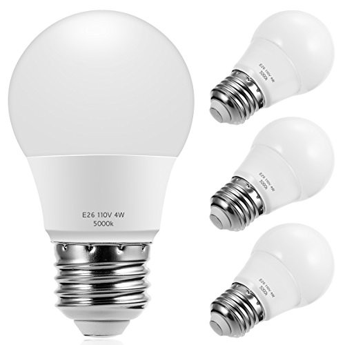 SmartinLiving A15 LED Bulbs, Globe Light Bulbs 25 Watts Equivalent(4W LED), Daylight 5000K LED Bulb, E26 Medium Screw Base 320LM A15 Shape Decorative Edison Home Lighting Non-Dimmable (Pack of 4)