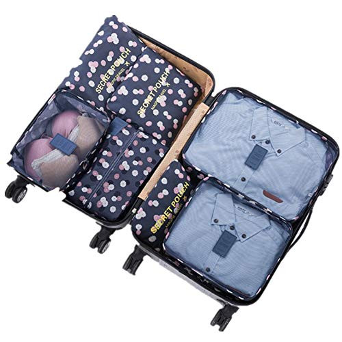 7Pcs Waterproof Travel Storage Bags Clothes Packing Cube Luggage Organizer PouchNavy Daisy 7Pcs Waterproof Travel Storage Bags Clothes Packing Cube Luggage Organizer PouchNavy Daisy