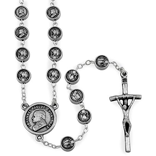 Metal Beads Rosary with Images of St John Paul II and Pope Benedict XVI