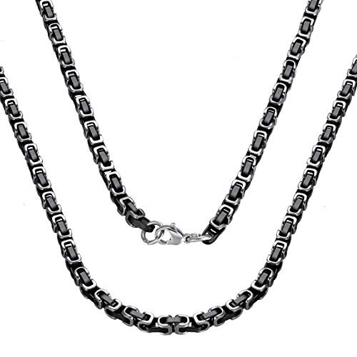 Black Chain Biker Jewelry 4mm 18 inch Stainless Steel Byzantine Necklace for Mens Choker Chain Black Chain Biker Jewelry 4mm 18 inch Stainless Steel Byzantine Necklace for Mens Choker Chain