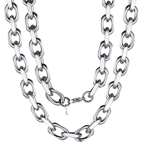 Hip Hop 11mm Stainless Steel Necklace 18 inch Cable Link Chain Heavi Cuban Link Flat Cable Link Necklace Chunky Hip Hop 11mm Stainless Steel Necklace 18 inch Cable Link Chain Heavi Cuban Link Flat Cable Link Necklace Chunky