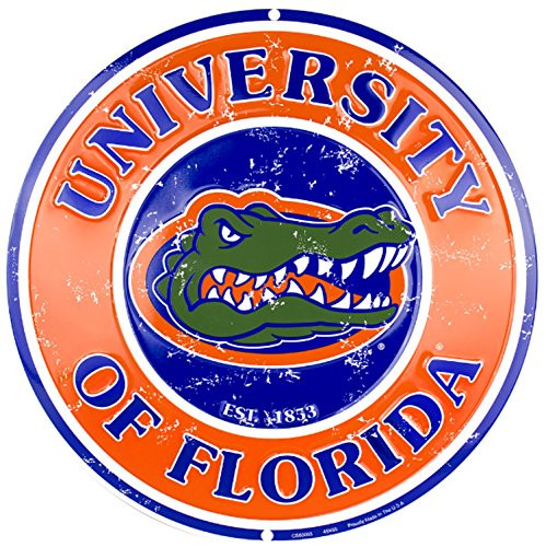 Tag City Florida Gators 12 Inch Embossed Metal Nostalgia Circular Sign