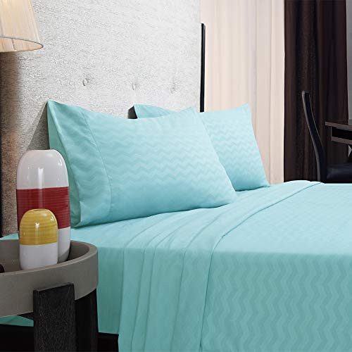 Mejoroom Bed Sheets SetExtra Soft Luxury Egyptian Queen Size Sheets with 15inch Deep PocketPremium Bedding Collection  Breathable Wrinkle Hypoallergenic  4 PieceFull Chevron Aqua