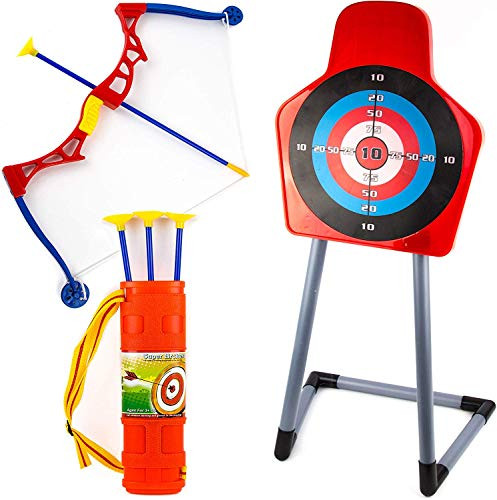 Toysery Kids Archery Bow and Arrow Toy Set  Target with Stand Indoor Outdoor Garden Fun Game  Best Archery Bow  Arrow Toy Set for Kids Age 3 and Up
