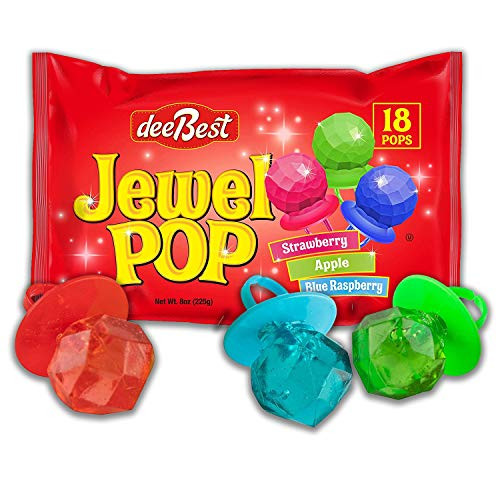 Dee Best Jewel Pop Individually Wrapped Variety Party Pack  18 Count Ring Candy Lollipop Suckers Assorted Flavors