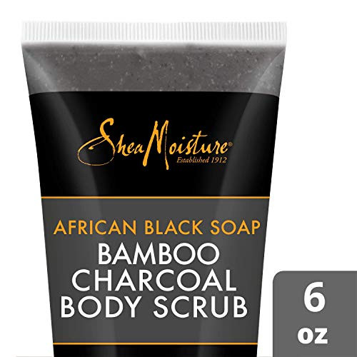 SheaMoisture African black soap bamboo charcoal body scrub exfoliate 6 Ounce