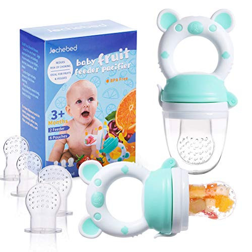 Baby Fruit Food Feeder Pacifier  Fresh Food Feeder Infant Fruit Teething Teether Toy for 324 Months 6 Pcs Silicone Pouches for Toddlers  Kids  Babies 2Packs Cyan