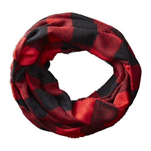 Tickled Pink Accessories Womens Fall Winter Buffalo Check Blanket Infinity Scarf Black  Red 37x10 Loop