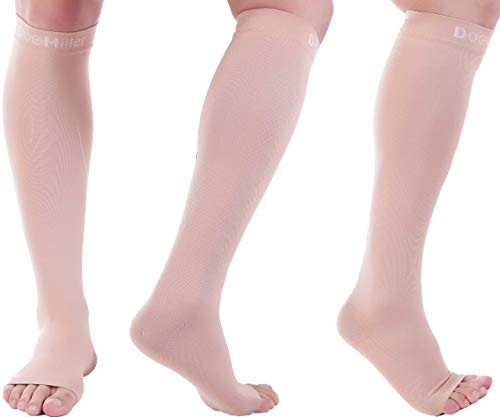 Doc Miller Open Toe Compression Socks 1 Pair 3040 mmHg 2P Skin Large