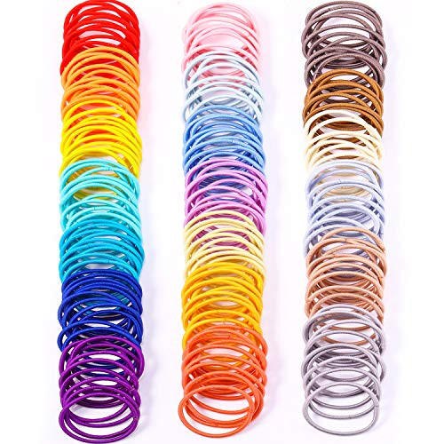 200 Pieces Multicolor Tiny Baby Girls Hair Ties No Crease Hair Bands Bulk Elastics Ponytail Holders 25cm in diameter MulticolorA