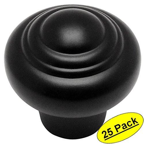 25 Pack  Cosmas 4582FB Flat Black Cabinet Hardware Round Knob  1516 Diameter