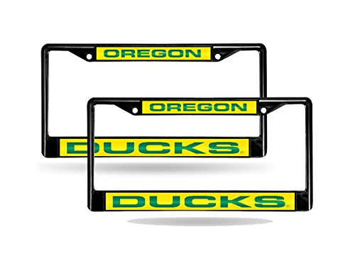 Rico Oregon Ducks NCAA Black Metal 2 Laser License Plate Frame Set