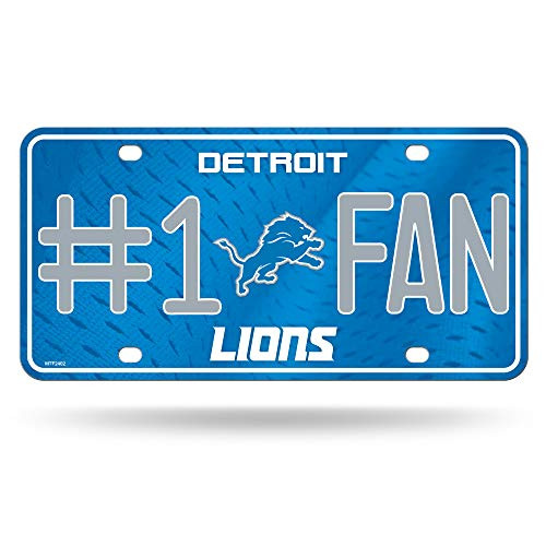NFL Rico Industries 1 Fan Metal License Plate Tag Detroit Lions NFL Rico Industries 1 Fan Metal License Plate Tag Detroit Lions