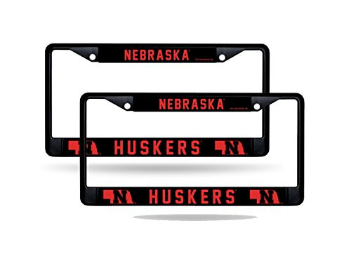 Rico Nebraska Cornhuskers NCAA Black Metal 2 License Plate Frame Set