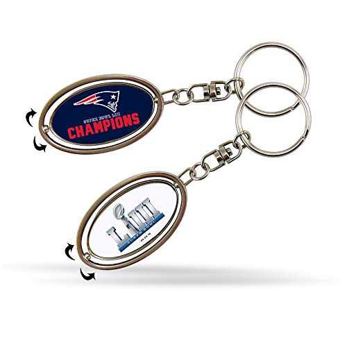 Rico Industries NFL New England Patriots Super Bowl LIII Champions Metal Spinner Keychain Rico Industries NFL New England Patriots Super Bowl LIII Champions Metal Spinner Keychain