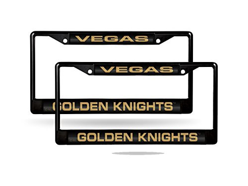 Rico Las Vegas Golden Knights NHL Black Metal 2 Laser License Plate Frame Set Rico Las Vegas Golden Knights NHL Black Metal 2 Laser License Plate Frame Set