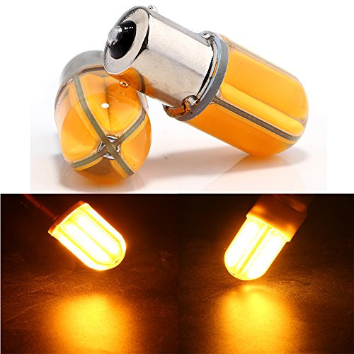 Grandview Amber 1156 BA15S S25 7506 LED COB Silica 48SMD Car Bulb For Tail Sidelight Indicator Light Bulb Stop Brake Turn Rear 12V(Pack Of 2)