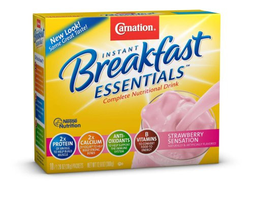 Carnation Instant Breakfast Essentials Strawberry 10 Count Box 126Ounce Packages Pack of 3