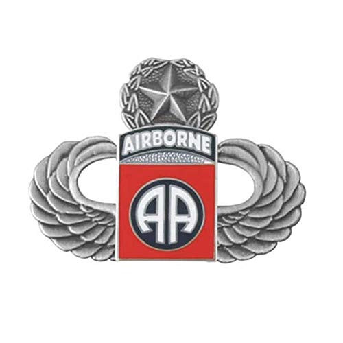 Mitchell Proffitt Silver Master Paratrooper Wings with 82nd Airborne Division Lapel Pin Platinum Red Blue 1 14 inch