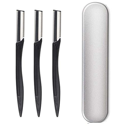 JHCAZOY Eyebrow Trimmer Eyebrow Razor and Facial Razor with Precision CoverCompletely Stainless Steel Eyebrow Razor Shaper for Men and Women Grooming Shavers 3 Count