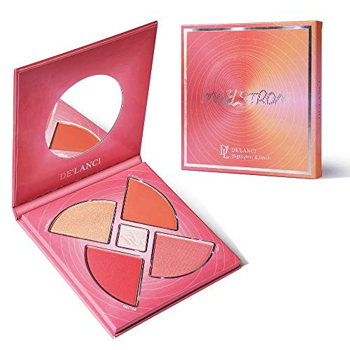 DELACNI Blush and highlighter Palette Face Makeup Cosmetics Kit Cheek Glow Kit Shimmer Bronzer
