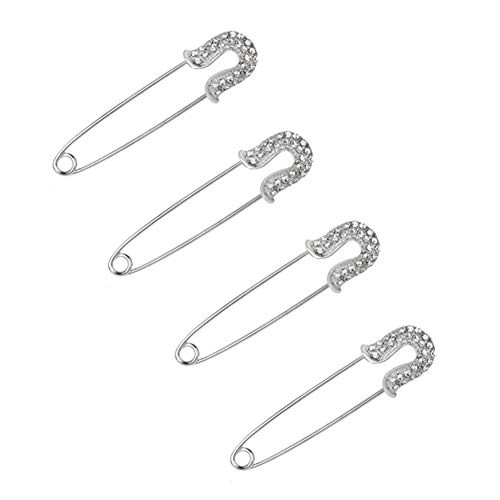 Mystart 4 Pieces Alloy Crystal Safety Pins Jewelry Brooch Pins for Scarves Sweater Shawl Cardigan