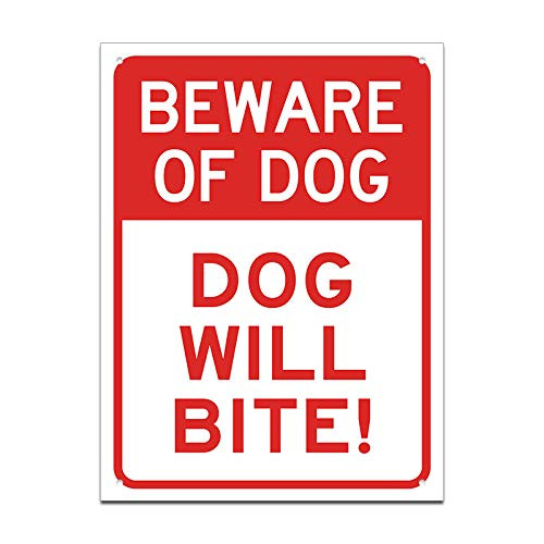 Beware of Dog Sign Dog Will Bite Outdoor RustFree Metal 12 x 16