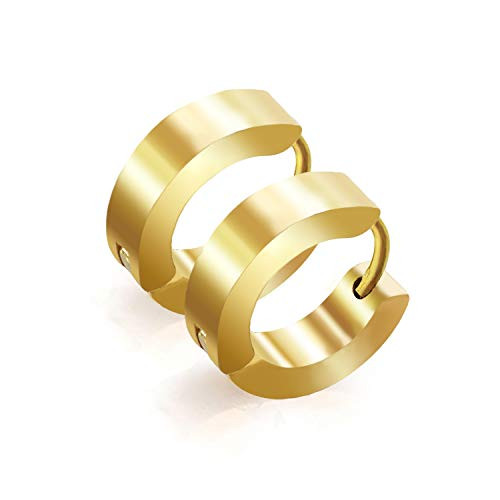 Stainless Steel Hoop Earrings For Mens WomensSilverGoldBlackBlue Hypoallergenic Round Huggie EarringsFashion Punk Earrings Piercing Jewelry Gift for Boys Girls Gold Stainless Steel Hoop Earrings For Mens WomensSilverGoldBlackBlue Hypoallergenic Round Huggie EarringsFashion Punk Earrings Piercing Jewelry Gift for Boys Girls Gold