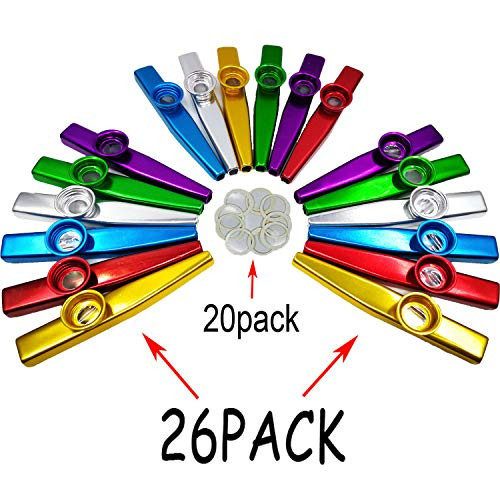 Fartime 26Pcs Metal Kazoos With 20Pcs Kazoo Flute DiaphragmsMusical InstrumentsGood Gift for KidsA Good Companion for Ukulele Violin GuitarPiano Keyboard Fartime 26Pcs Metal Kazoos With 20Pcs Kazoo Flute DiaphragmsMusical InstrumentsGood Gift for KidsA Good Companion for Ukulele Violin GuitarPiano Keyboard