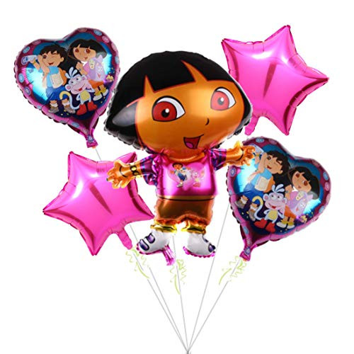 5PACK Dora the Explorer Party Supplies Foil Balloon for Baby Shower Birthday Party Bouquet Decorations