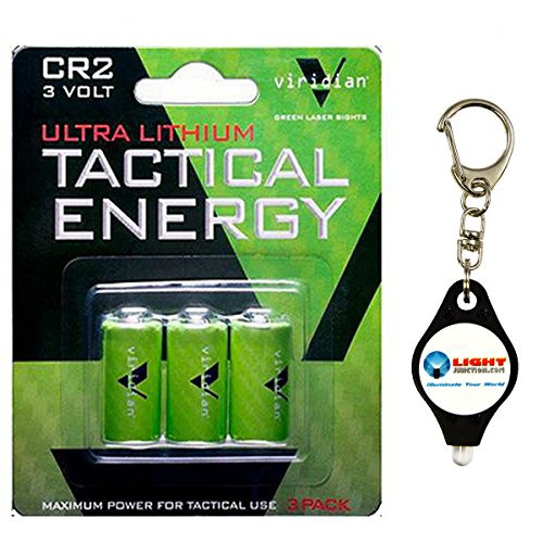 Viridian CR2 3v 3 Lithium Batteries with Free Keychain Light from Lightjunction Multipacks Available 1 Pack