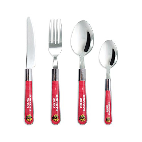 Sports Vault NHL Chicago Blackhawks 16Piece Flatware Set Sports Vault NHL Chicago Blackhawks 16Piece Flatware Set
