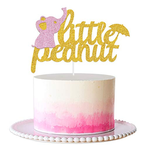 Elephant Cake Topper Little Peanut with A Cute Pink Baby Elephant It is A Girl Baby Shower Diaper Cake Decoration Baby Girl Birthday Gender Reveal Party Supplies