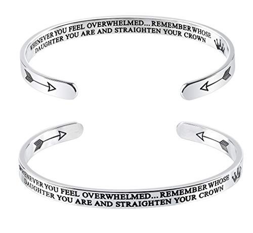 HEDQFM 2pcs Cuff Bracelets Engraved Mantra and Crown Pattern Inspirational Bangle Bracelets for Women Jewelry Gift for Daughter HEDQFM 2pcs Cuff Bracelets Engraved Mantra and Crown Pattern Inspirational Bangle Bracelets for Women Jewelry Gift for Daughter