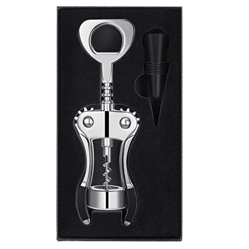 Stainless Steel Wing Corkscrew Wine Opener Waiters Corkscrew Cork and Beer Cap Bottles Opener Remover with Gift box Used in Kitchen Restaurant Chateau and Bars Stainless Steel Wing Corkscrew Wine Opener Waiters Corkscrew Cork and Beer Cap Bottles Opener Remover with Gift box Used in Kitchen Restaurant Chateau and Bars