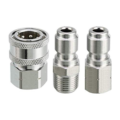 FAVSTAR Pressure Washer Adapter Set 38 Inch Quick Connect Kit with Female Fitting and Male Thread Fitting Stainless Steel 5000 PSI