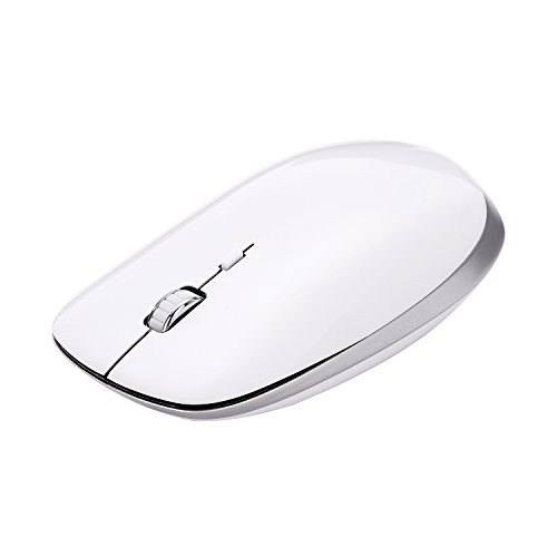 Sanhoton Bluetooth Mouse Wireless Portable Whisper-Quiet Mice Adjustable DPI for PC Mac Notebook Computer Macbook Laptop Android Tablet(White Silver)