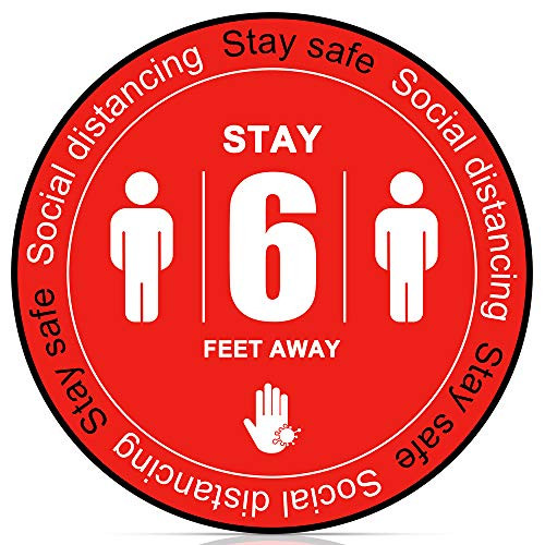 Social Distancing Floor Decal Stickers  20 Pack Stand Decal  12 Wait Here Sign Keep 6 Feet Safety Distance Sticker Markers for Crowd Control Guidance Grocery Pharmacy Bank Lab