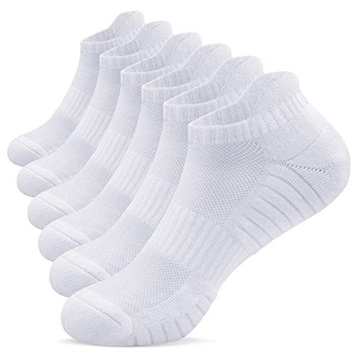 TANSTC Women SocksWhite Ankle Running Sports SocksAthletic Low Cut Socks Mesh Ventilation Breathable Arch Support NonSlipComfortable Cushioned Heel Tab Thick Cotton Socks