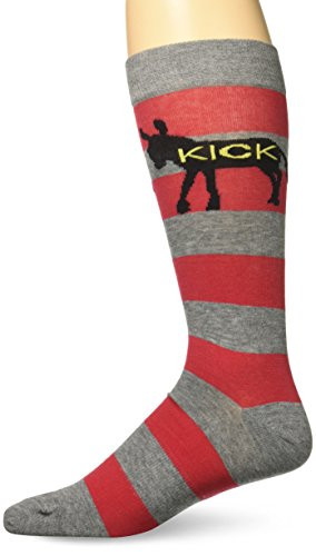 K Bell Mens Play on Words Novelty Crew Socks Kick Ass CharcoalRed Shoe Size 612