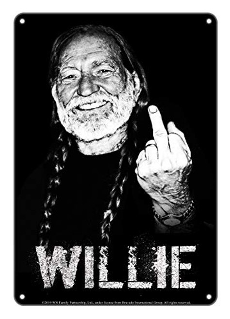 Midsouth Products Willie Nelson Tin Sign  8 X 115  Middle Finger