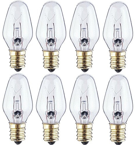 Clear Night Light 7-Watt C7 Candelabra Base Light Bulb, (8-Pack)