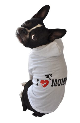 Ruff Ruff and Meow Dog Hoodie I Love My Mommy White ExtraLarge