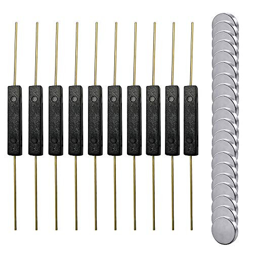 Gebildet 10pcs Plastic Reed Switch Reed Contact Normally Open NO Magnetic Induction Switch 25mm?4mm with 20pcs Small MultiUse Round Magnets