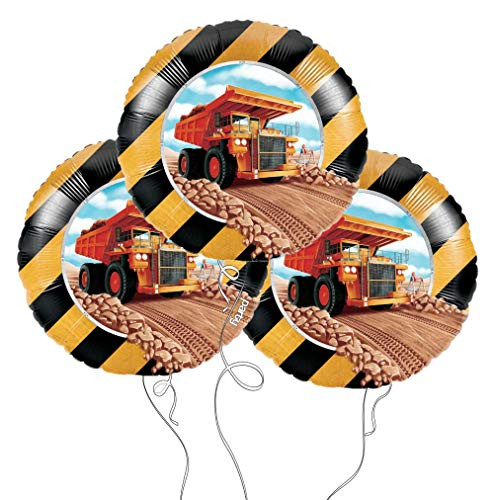 Big Dig Construction Zone Mylar Party Balloons  3 Pack