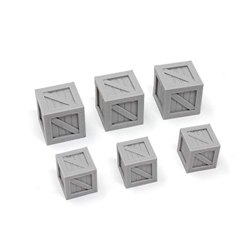 Arctic 3D 6 Pack Square Wooden Crates Miniature Model Combo Set 28mm for Dungeons  Dragons Pathfinder RPG Wargaming DND DD Tabletop Terrain Gloomhaven Frostgrave Large  Small